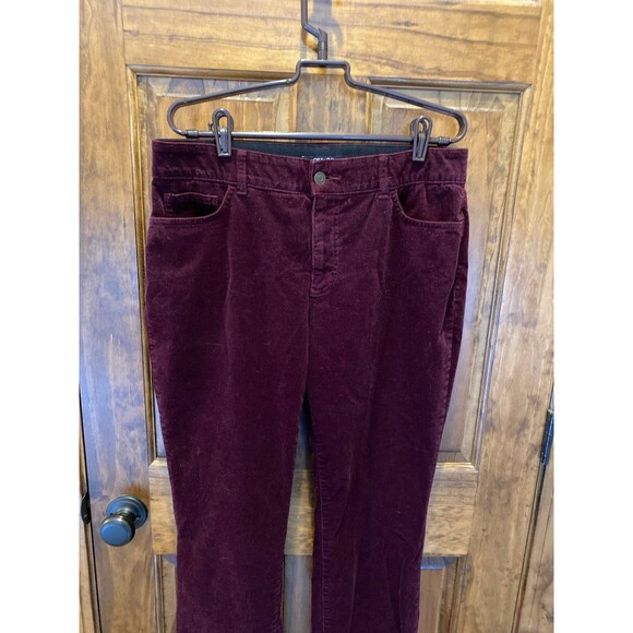 Chaps Corduroy Women’s Pants Stretch Waist Size 12 Dark Burgundy EUC Slacks - Picture 3 of 12